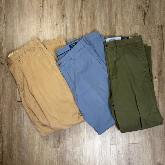 Polo Ralph Lauren Other - Lot of 3 Polo Ralph Lauren Mens Chino Pants 34x32 Green Blue Brown Straight